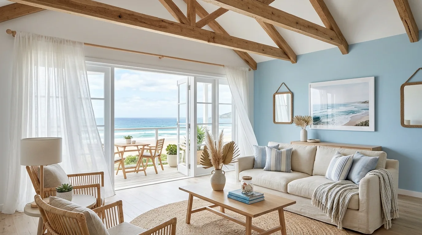 Carry the mood into transitional spaces inspiration for a coastal interior.